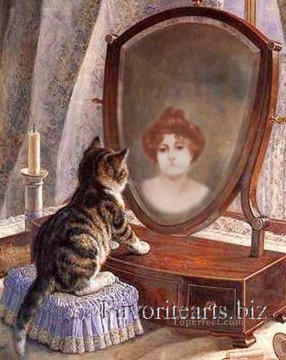 Toperfect オリジナルアート Painting - 猫女か女猫か 古典の改訂版